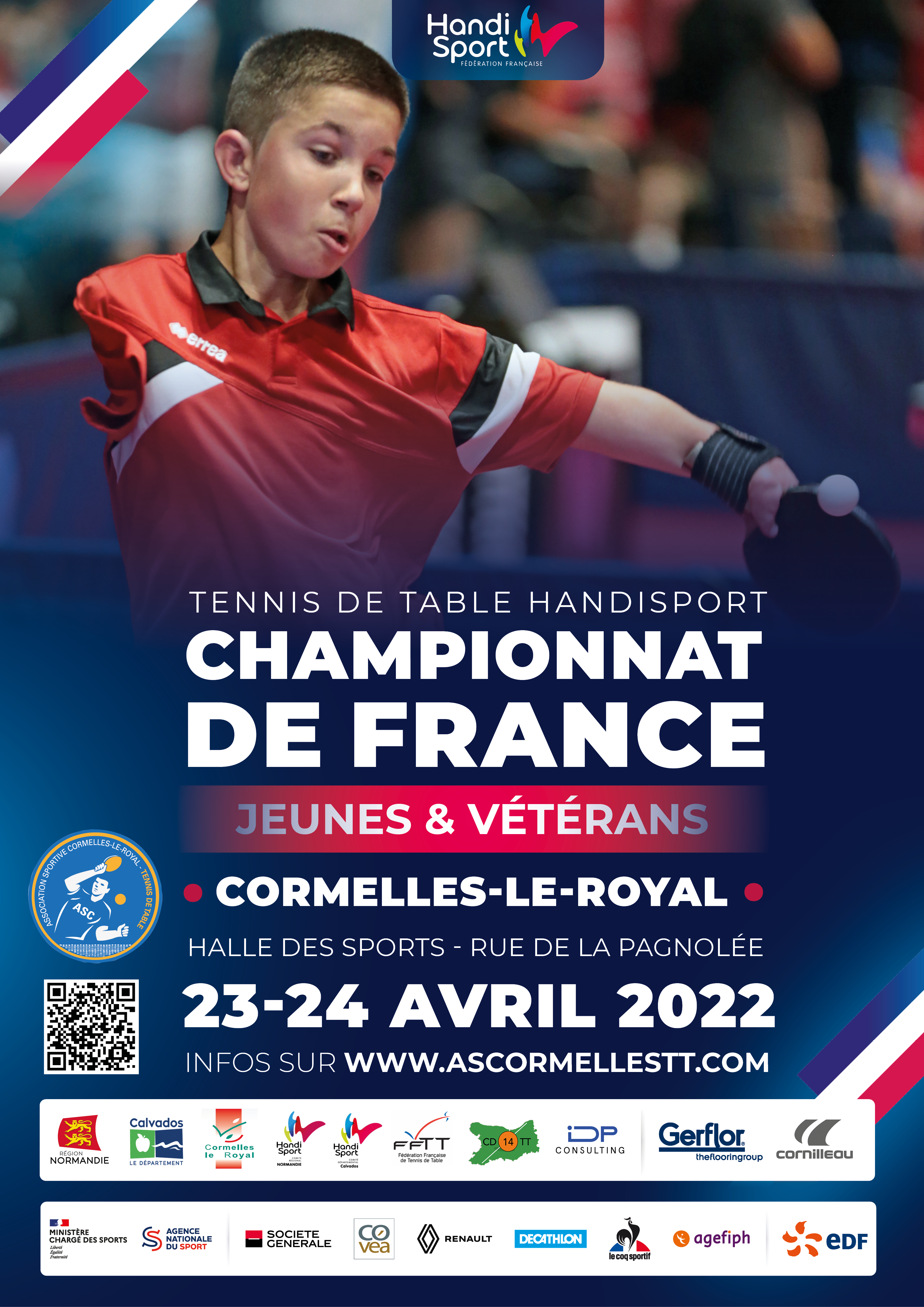 Affiche France Tennis de Table Jeunes Veterans 2022